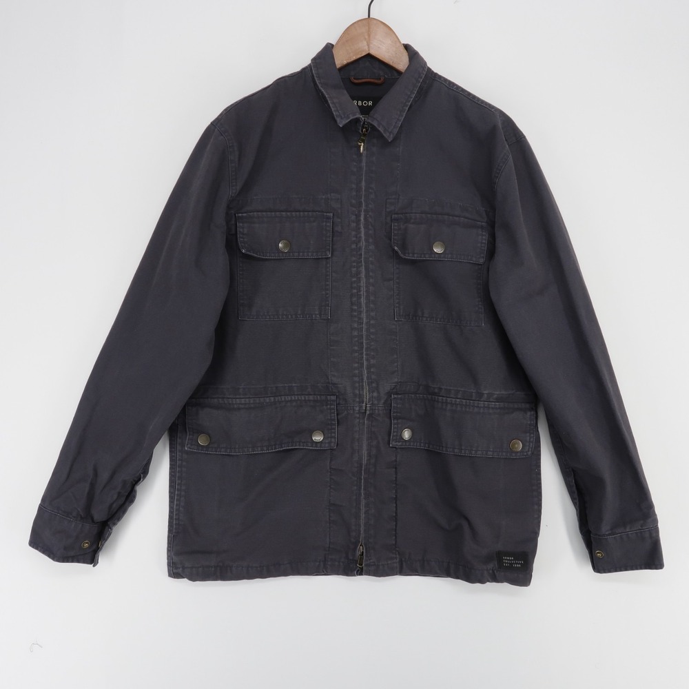 Arbor Foundry Jacket Mens M Washed Black Utility Field Canvas Full Zip